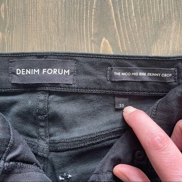 Denim Forum Black The Nico Mid Rise Skinny Crop Jeans Size 25 - Picture 6 of 7